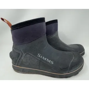 Simms Challenger 7&quot; Fishing Pull-On Rubber Boots Black Men's Size 11