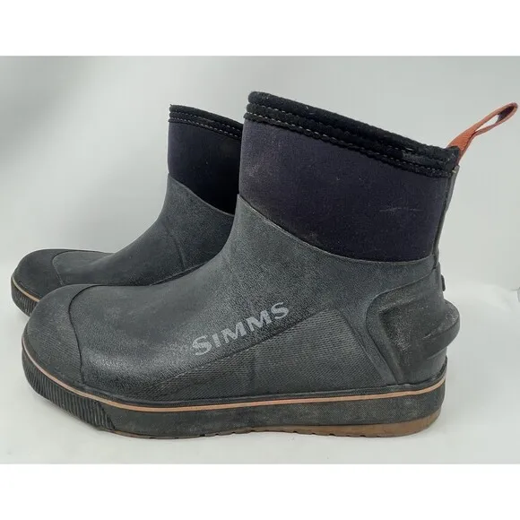 Simms Challenger 7&quot; Fishing Pull-On Rubber Boots Black Men's Size 11