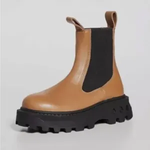 Simon Miller F147 Scrambler Chelsea Leather Boot Toffee Brown Platform Rubber 38