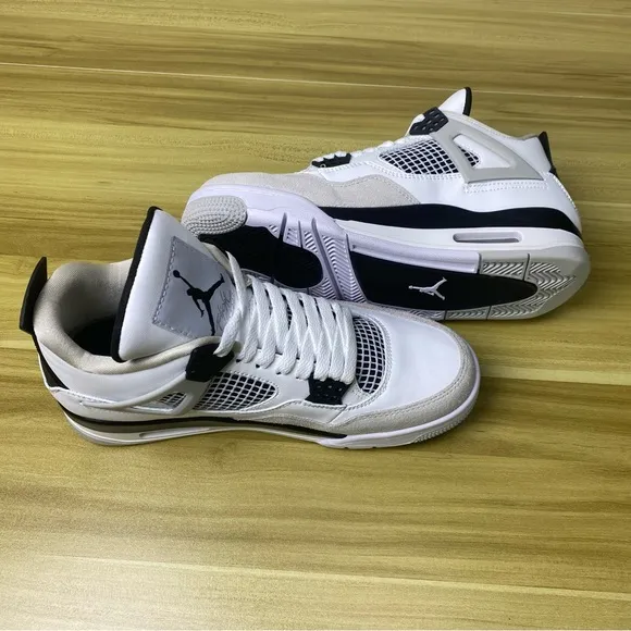 Size 10- Air Jordan 4 Retro Military Black Men's Sneakers Shoes (Pre-owned)