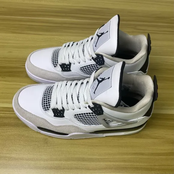 Size 10- Air Jordan 4 Retro Military Black Men's Sneakers Shoes (Pre-owned)