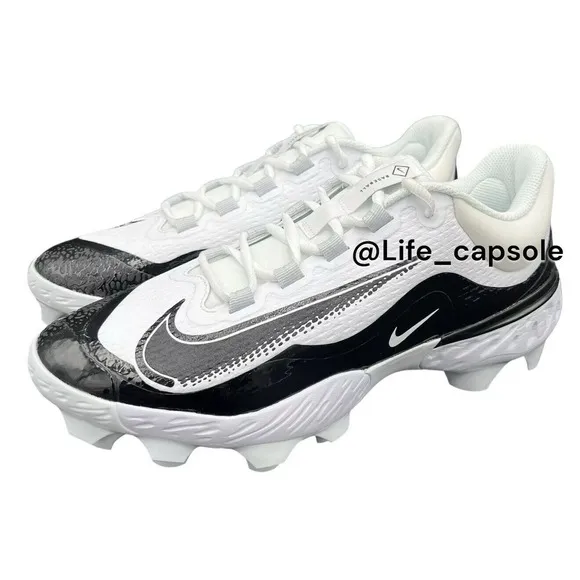 Size 13.5 Nike Alpha Huarache ELITE 4 Low MCS Baseball Cleats White FD6255-101
