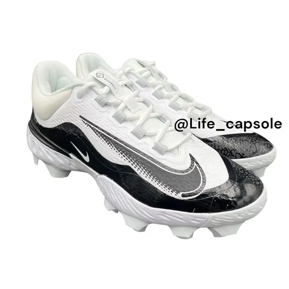 Size 13.5 Nike Alpha Huarache ELITE 4 Low MCS Baseball Cleats White FD6255-101
