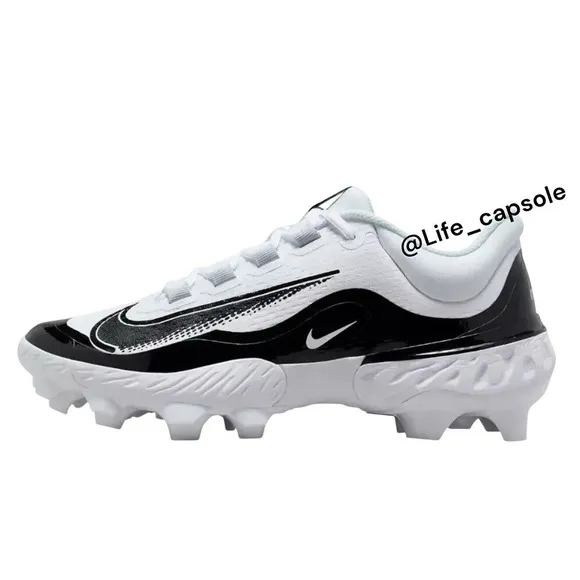 Size 13.5 Nike Alpha Huarache ELITE 4 Low MCS Baseball Cleats White FD6255-101