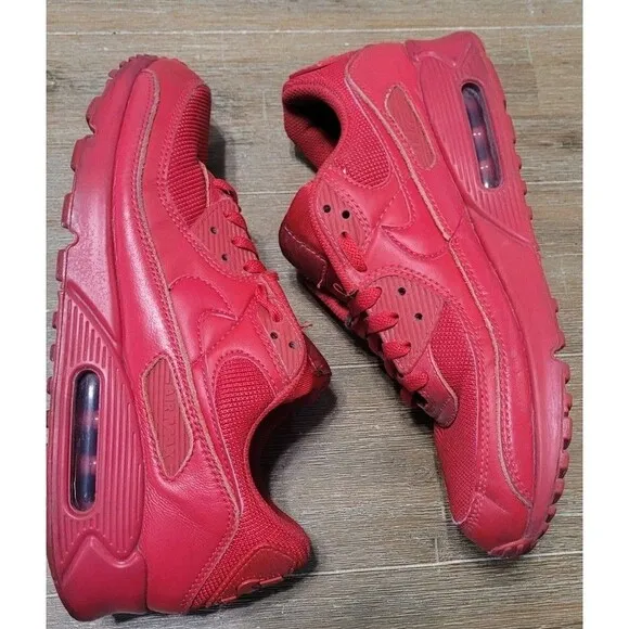 Size 9.5 - Nike Air Max 90 Triple Red Men's Sneakers Shoes