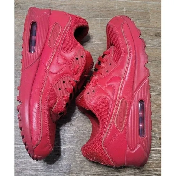 Size 9.5 - Nike Air Max 90 Triple Red Men's Sneakers Shoes