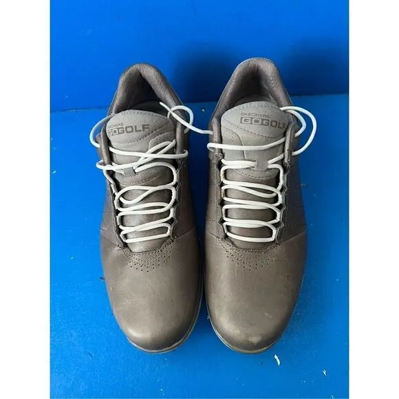 SKECHERS GoGolf Elite 2 MEN'S Solid gray LEATHER Lace-Up GOLF SHOES Spikes  size