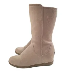 Sketchers Women 9.5 Pulley Boots Tan Suede Rubber Sole Faux Fur Hidden 3” Wedge
