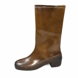 Sndrew Geller Brown Vintage Wool Rubber Boots