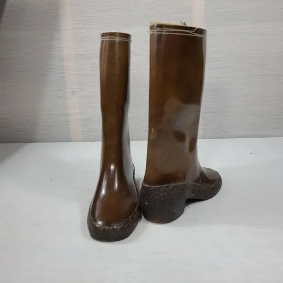 Sndrew Geller Brown Vintage Wool Rubber Boots