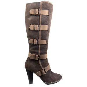Sofft Women's Stockholm Brown Suede Buckled Tall Boots Size US 8