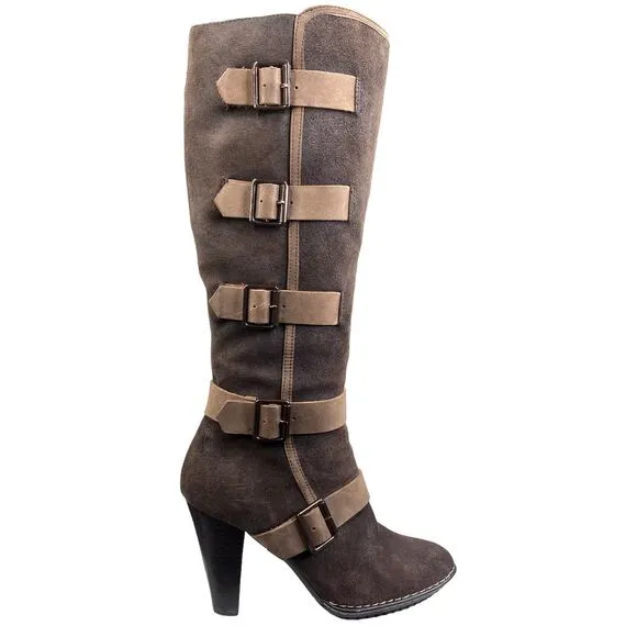Sofft Women's Stockholm Brown Suede Buckled Tall Boots Size US 8