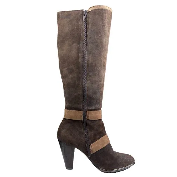 Sofft Women's Stockholm Brown Suede Buckled Tall Boots Size US 8