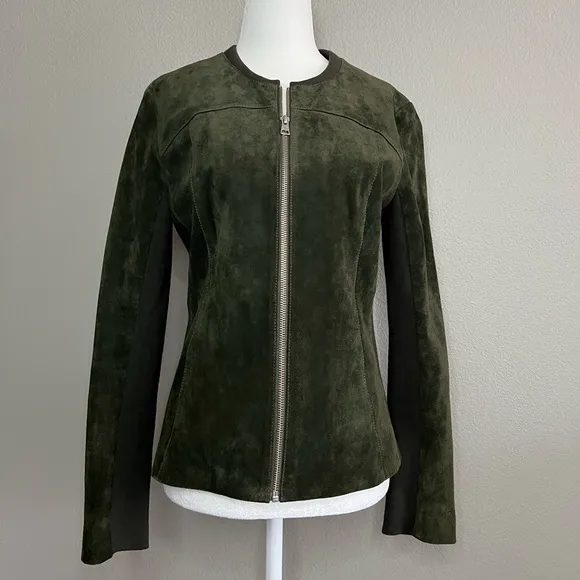 Soia and kyo suede jacket size medium size closure green