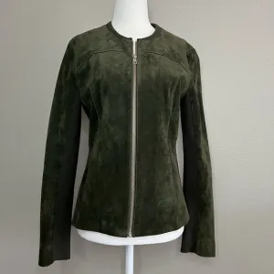 Soia and kyo suede jacket size medium size closure green