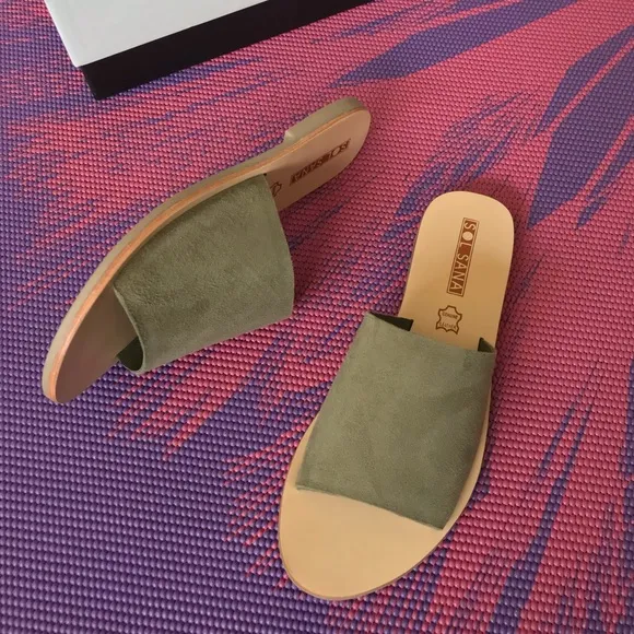 SOL SANA Suede Slide Flat Sandals