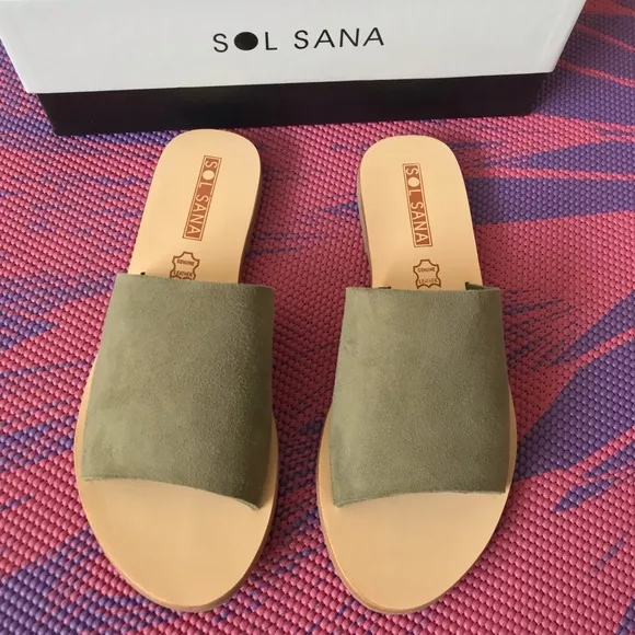 SOL SANA Suede Slide Flat Sandals