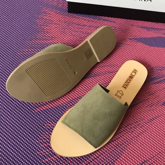 SOL SANA Suede Slide Flat Sandals