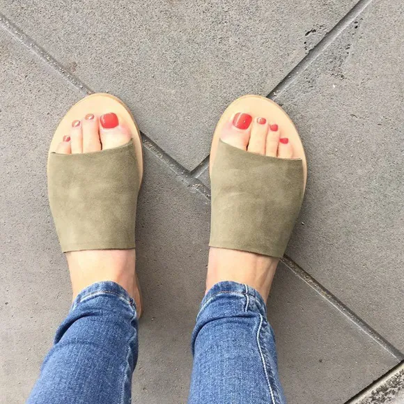 SOL SANA Suede Slide Flat Sandals