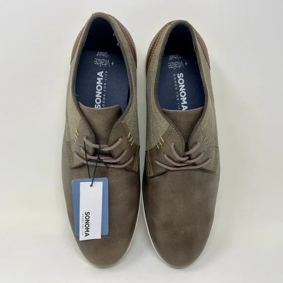 Sonoma Tyson Vitalize by Ortholite Leather Shoes Mens Sz 11 Olive Brown