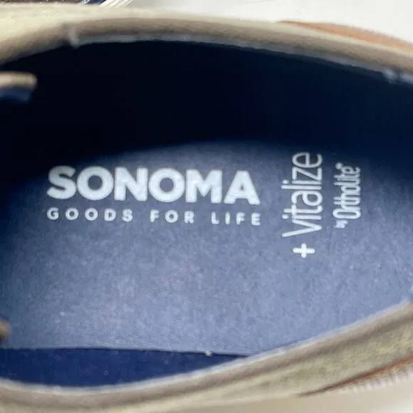 Sonoma Tyson Vitalize by Ortholite Leather Shoes Mens Sz 11 Olive Brown