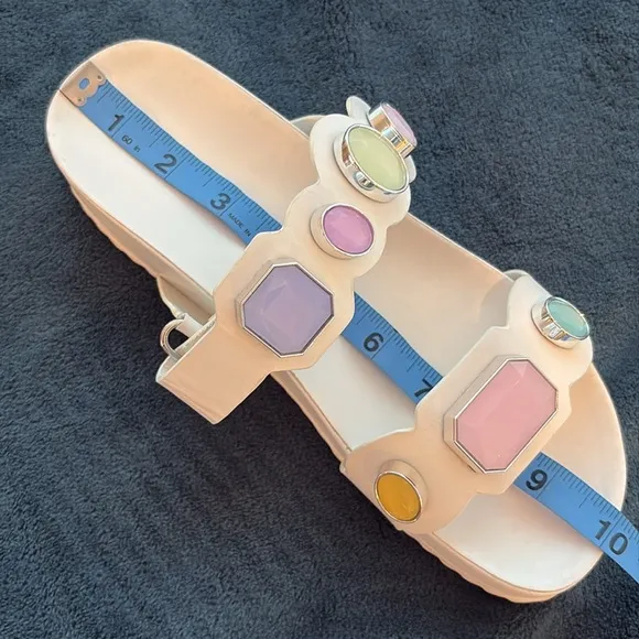 SOPHIA WEBSTER White Leather Pastel GEM Dad Sandals! Great gently used. 39