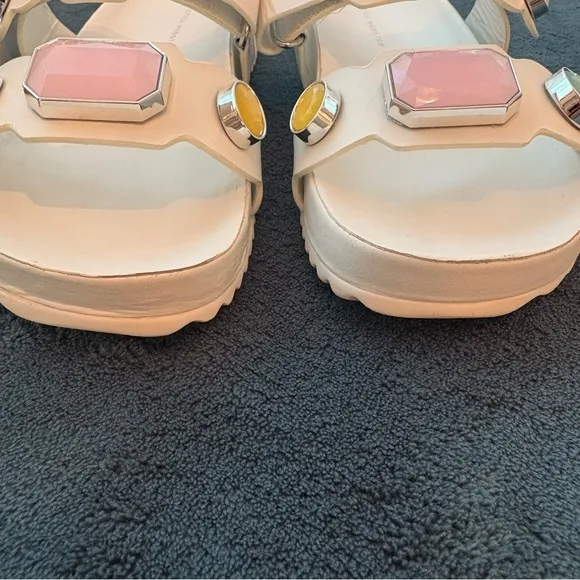 SOPHIA WEBSTER White Leather Pastel GEM Dad Sandals! Great gently used. 39