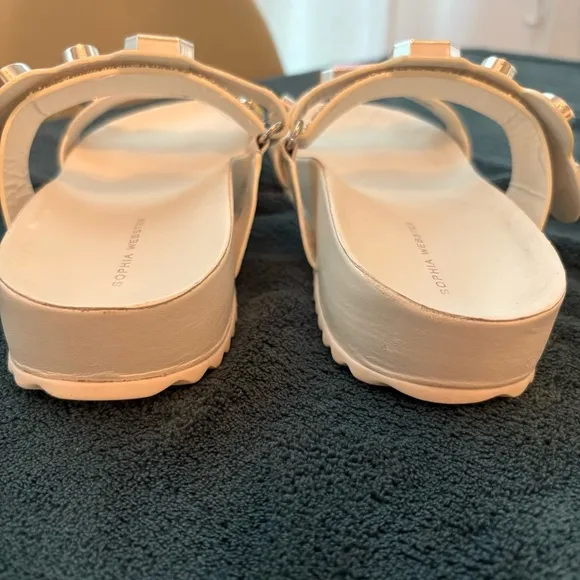 SOPHIA WEBSTER White Leather Pastel GEM Dad Sandals! Great gently used. 39