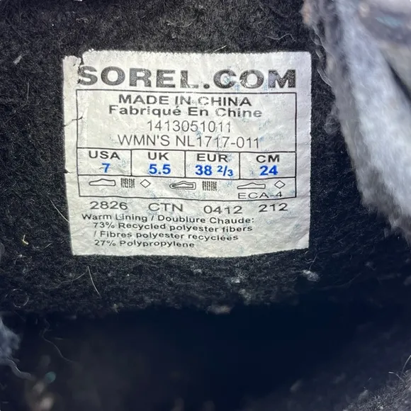 Sorel 1964 Premium Black Canvas Rubber Lace-Up Insulated Waterproof Snow Boot 7