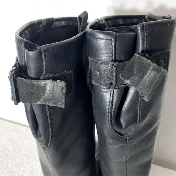 Sorel Black Leather Slimpack Knee High Boots With Rubber Feet 7