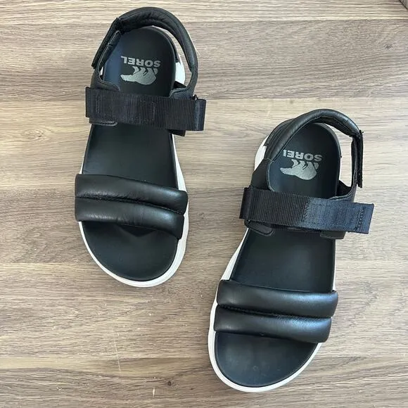 Sorel Black Viibe sandals Sz 7.5