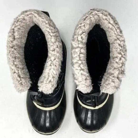 Sorel Black Yoot Pac Waterproof Nylon and Rubber Winter Boots - Size 5
