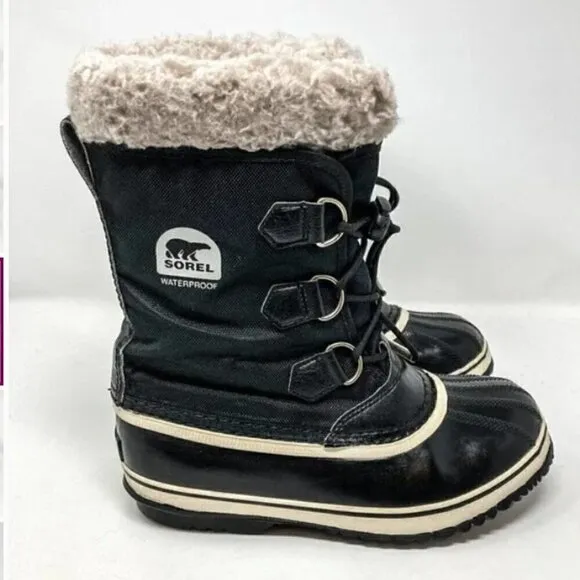Sorel Black Yoot Pac Waterproof Nylon and Rubber Winter Boots - Size 5