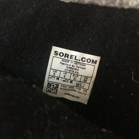 Sorel Black Yoot Pac Waterproof Nylon and Rubber Winter Boots - Size 5