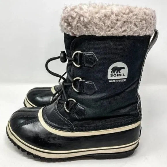 Sorel Black Yoot Pac Waterproof Nylon and Rubber Winter Boots - Size 5