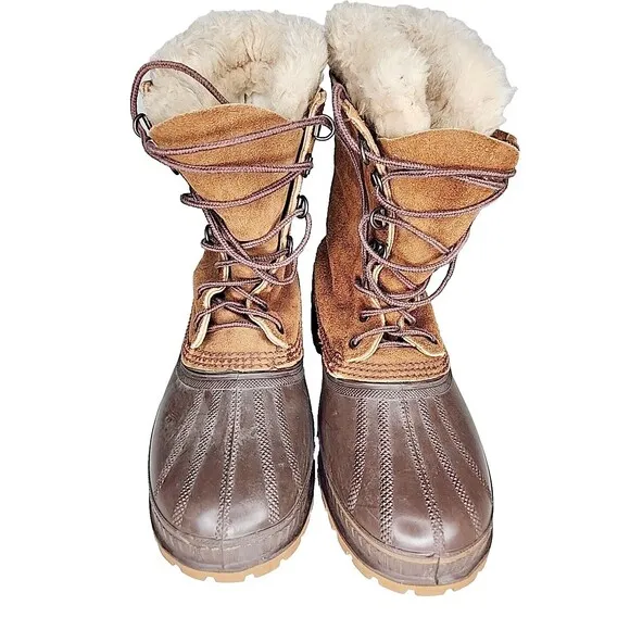 Sorel Boots Kaufman Men Waterproof Winter Duck Rubber Suede Leather Wool Lined 8