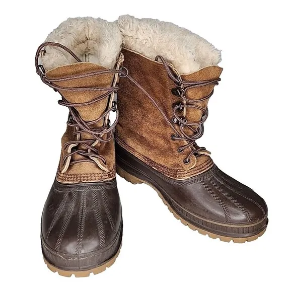 Sorel Boots Kaufman Men Waterproof Winter Duck Rubber Suede Leather Wool Lined 8