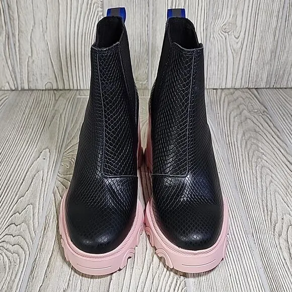 Sorel Brex Heel Chelsea Boots Black Pink Leather Womens Size 7 NEW