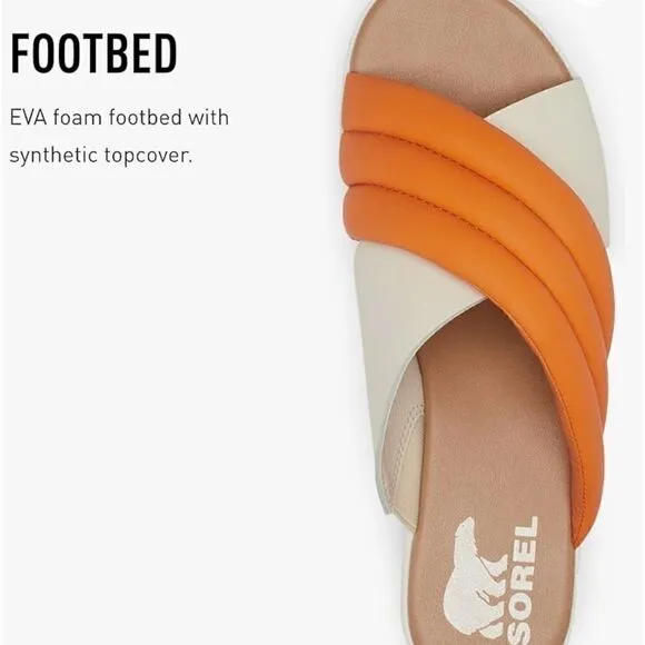 Sorel Cameron Flatform Puff Wedge Mule Sandals - Leather shoes Koi/ Sea