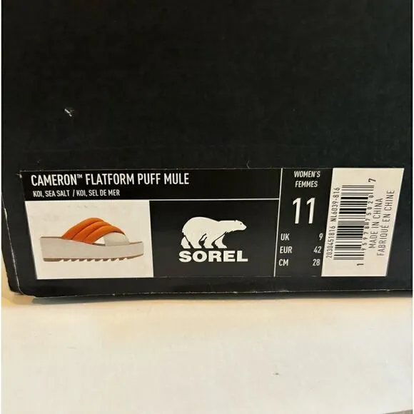 Sorel Cameron Flatform Puff Wedge Mule Sandals - Leather shoes Koi/ Sea