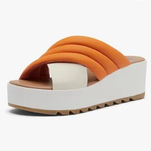 Sorel Cameron Flatform Puff Wedge Mule Sandals - Leather shoes Koi/ Sea