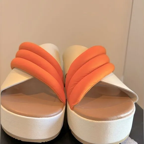 Sorel Cameron Flatform Puff Wedge Mule Sandals - Leather shoes Koi/ Sea
