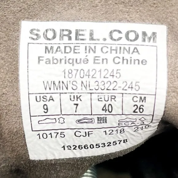 Sorel Evie Major Dark Taupe Gray Brown Lace Suede Wedge Bootie Boots 9