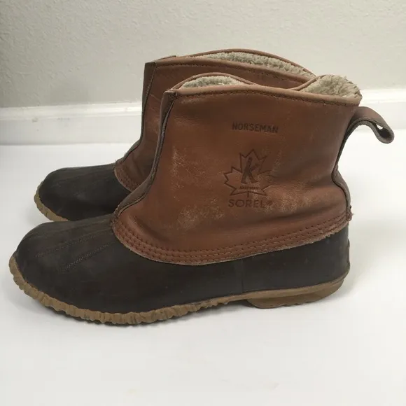 SOREL FISHAWK Pull On Boots Made in Canada Rubber Bottoms, Leather Tops