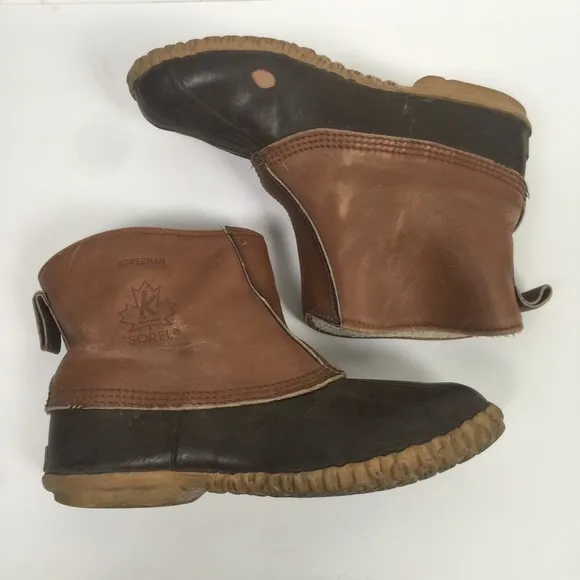 SOREL FISHAWK Pull On Boots Made in Canada Rubber Bottoms, Leather Tops