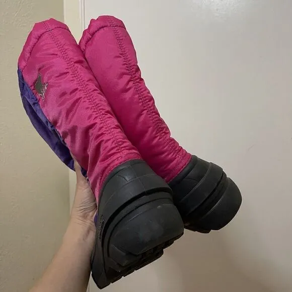 SOREL fleece line rubber outdoor winter snow boots purple pink size US 6 eu 38