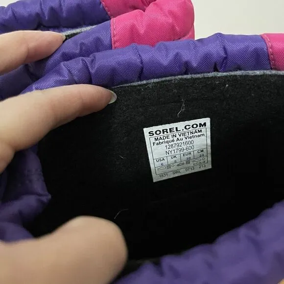 SOREL fleece line rubber outdoor winter snow boots purple pink size US 6 eu 38