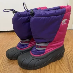 SOREL fleece line rubber outdoor winter snow boots purple pink size US 6 eu 38