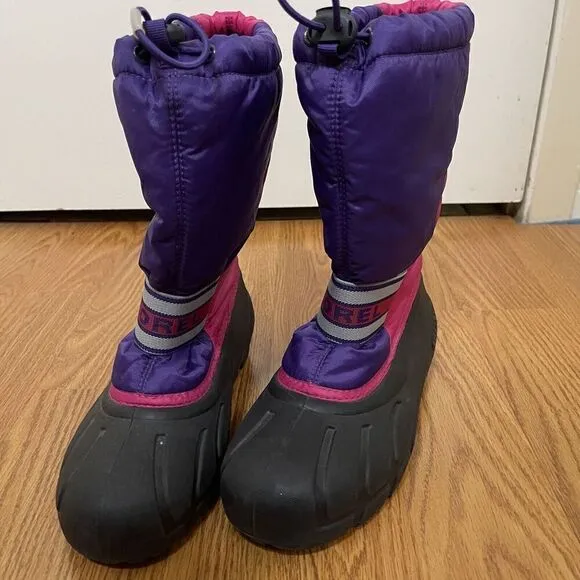 SOREL fleece line rubber outdoor winter snow boots purple pink size US 6 eu 38