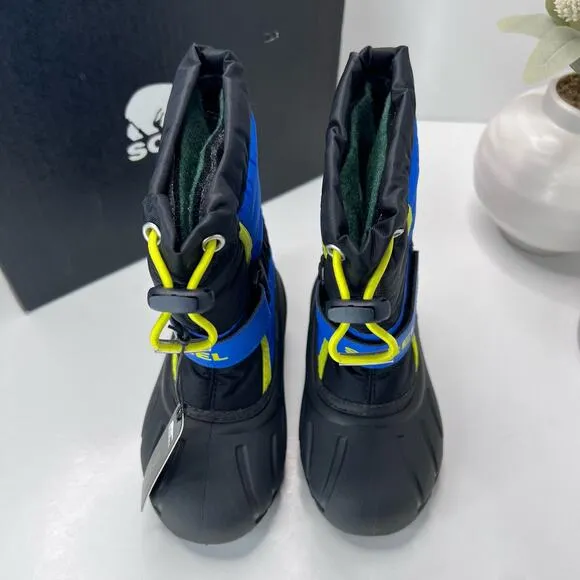 Sorel Flurry Print Adjustable Boots Black/Super Blue NC1965-014 Boy's 9